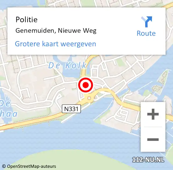 Locatie op kaart van de 112 melding: Politie Genemuiden, Nieuwe Weg op 18 februari 2022 16:42