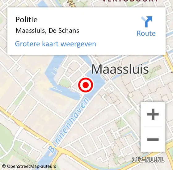 Locatie op kaart van de 112 melding: Politie Maassluis, De Schans op 18 februari 2022 16:53