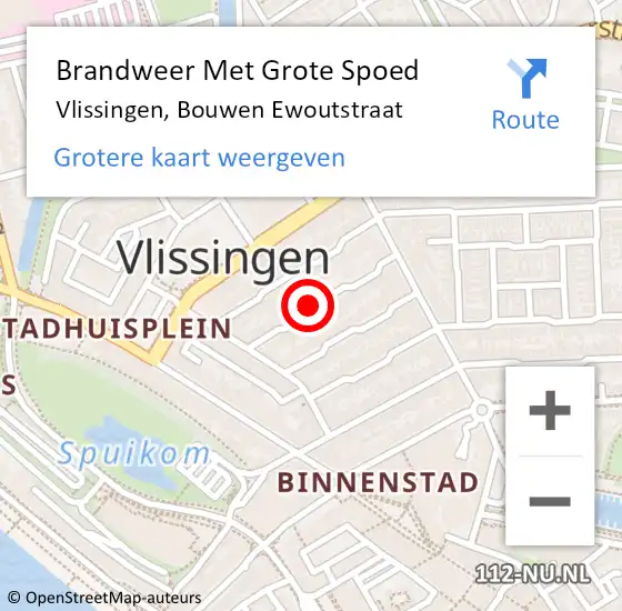 Locatie op kaart van de 112 melding: Brandweer Met Grote Spoed Naar Vlissingen, Bouwen Ewoutstraat op 18 februari 2022 16:56