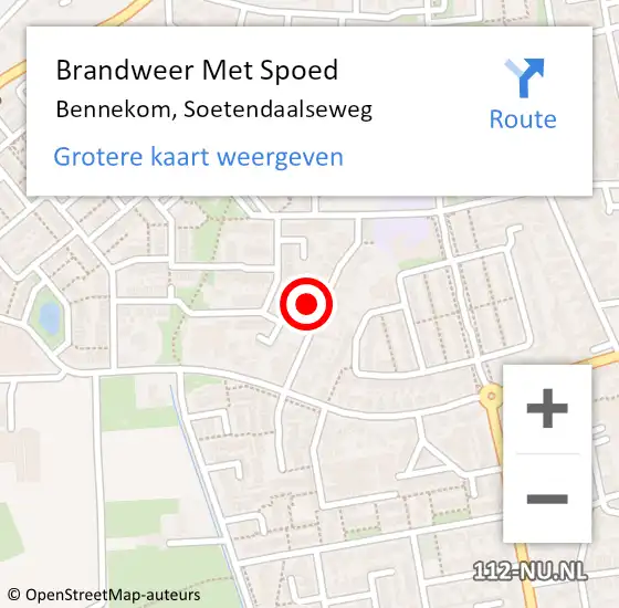 Locatie op kaart van de 112 melding: Brandweer Met Spoed Naar Bennekom, Soetendaalseweg op 18 februari 2022 16:58