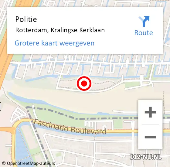Locatie op kaart van de 112 melding: Politie Rotterdam, Kralingse Kerklaan op 18 februari 2022 17:09