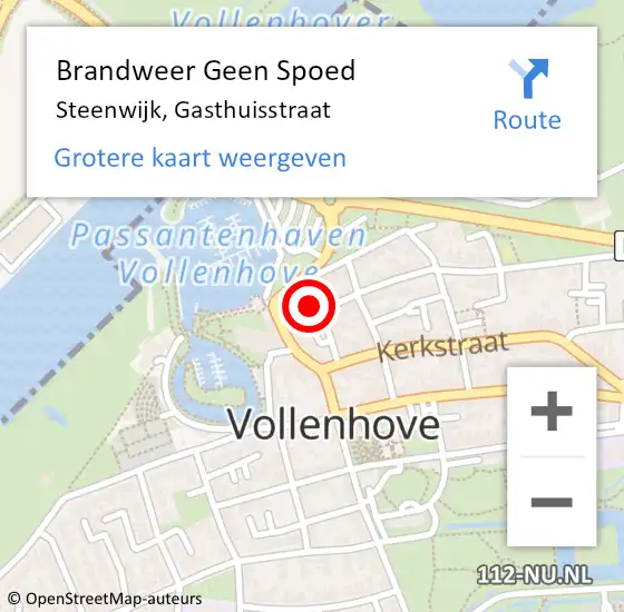 Locatie op kaart van de 112 melding: Brandweer Geen Spoed Naar Steenwijk, Gasthuisstraat op 18 februari 2022 17:17