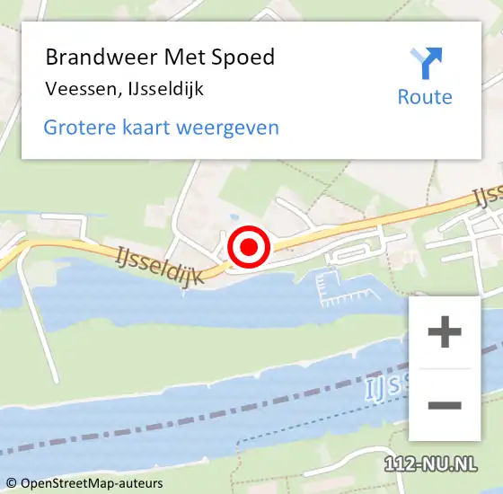 Locatie op kaart van de 112 melding: Brandweer Met Spoed Naar Veessen, IJsseldijk op 18 februari 2022 17:19