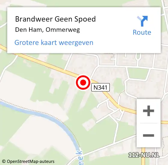 Locatie op kaart van de 112 melding: Brandweer Geen Spoed Naar Den Ham, Ommerweg op 18 februari 2022 17:37