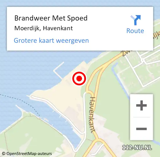 Locatie op kaart van de 112 melding: Brandweer Met Spoed Naar Moerdijk, Havenkant op 18 februari 2022 17:47