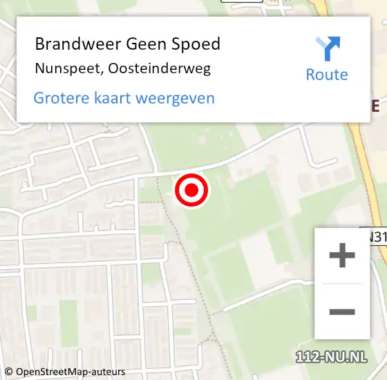 Locatie op kaart van de 112 melding: Brandweer Geen Spoed Naar Nunspeet, Oosteinderweg op 18 februari 2022 17:48