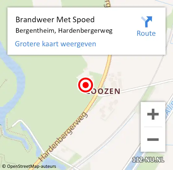 Locatie op kaart van de 112 melding: Brandweer Met Spoed Naar Bergentheim, Hardenbergerweg op 18 februari 2022 17:58