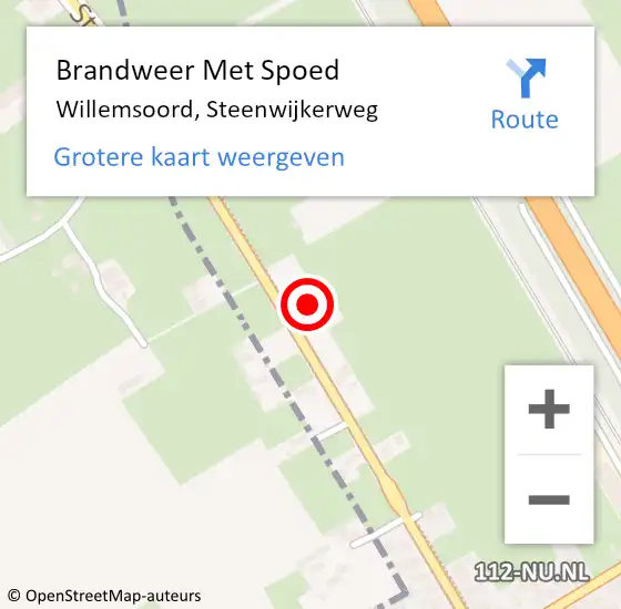 Locatie op kaart van de 112 melding: Brandweer Met Spoed Naar Willemsoord, Steenwijkerweg op 18 februari 2022 18:07