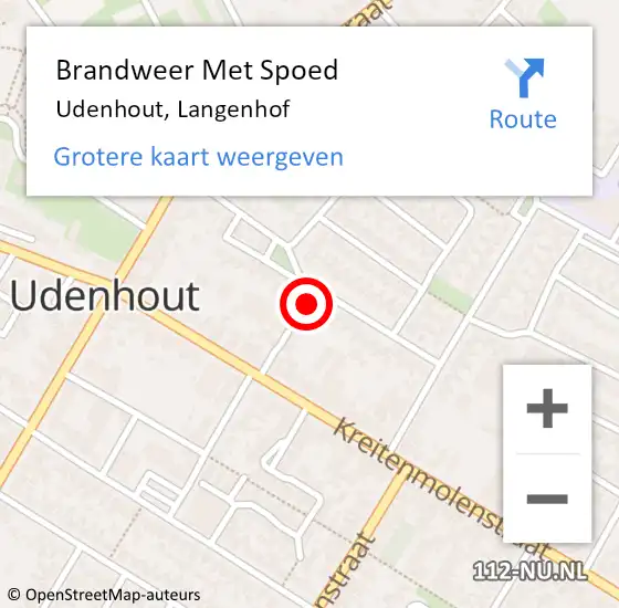 Locatie op kaart van de 112 melding: Brandweer Met Spoed Naar Udenhout, Langenhof op 18 februari 2022 18:08