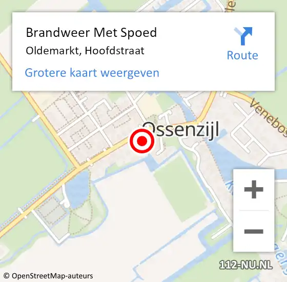Locatie op kaart van de 112 melding: Brandweer Met Spoed Naar Oldemarkt, Hoofdstraat op 18 februari 2022 18:28
