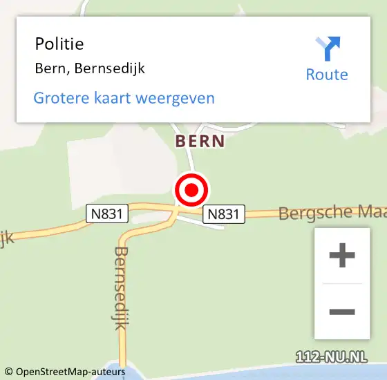 Locatie op kaart van de 112 melding: Politie Bern, Bernsedijk op 18 februari 2022 18:31