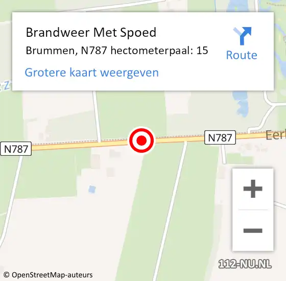 Locatie op kaart van de 112 melding: Brandweer Met Spoed Naar Brummen, N787 hectometerpaal: 15 op 18 februari 2022 18:40