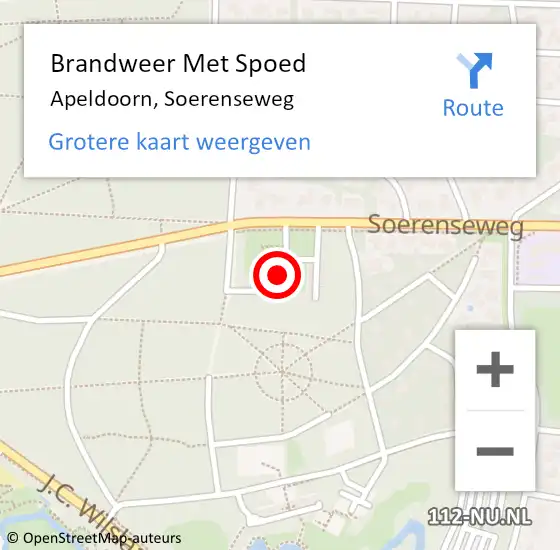 Locatie op kaart van de 112 melding: Brandweer Met Spoed Naar Apeldoorn, Soerenseweg op 18 februari 2022 18:40
