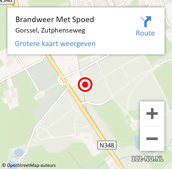 Locatie op kaart van de 112 melding: Brandweer Met Spoed Naar Gorssel, Zutphenseweg op 18 februari 2022 18:41