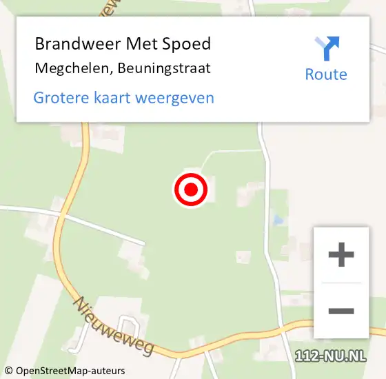 Locatie op kaart van de 112 melding: Brandweer Met Spoed Naar Megchelen, Beuningstraat op 18 februari 2022 18:41