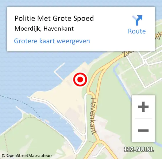 Locatie op kaart van de 112 melding: Politie Met Grote Spoed Naar Moerdijk, Havenkant op 18 februari 2022 18:55