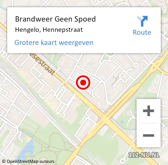 Locatie op kaart van de 112 melding: Brandweer Geen Spoed Naar Hengelo, Hennepstraat op 18 februari 2022 18:58