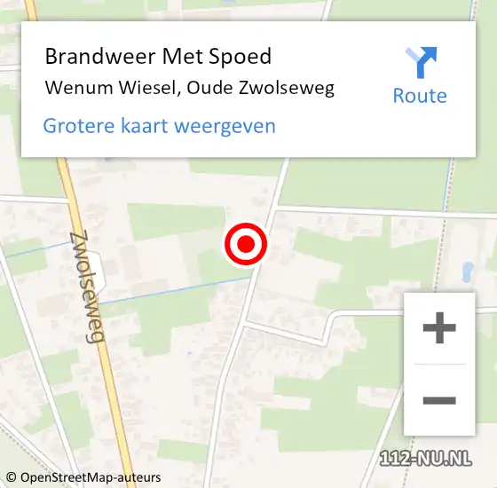 Locatie op kaart van de 112 melding: Brandweer Met Spoed Naar Wenum Wiesel, Oude Zwolseweg op 18 februari 2022 19:13