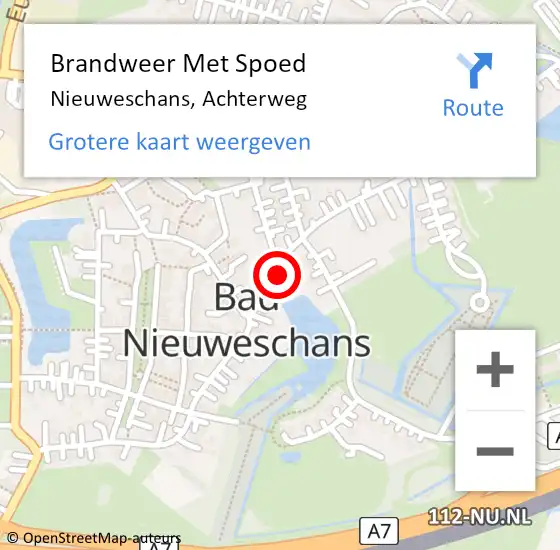 Locatie op kaart van de 112 melding: Brandweer Met Spoed Naar Nieuweschans, Achterweg op 18 februari 2022 19:24