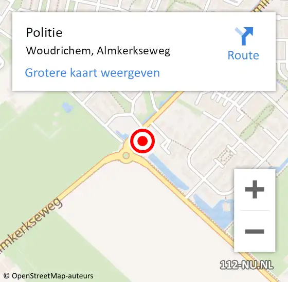 Locatie op kaart van de 112 melding: Politie Woudrichem, Almkerkseweg op 18 februari 2022 19:38