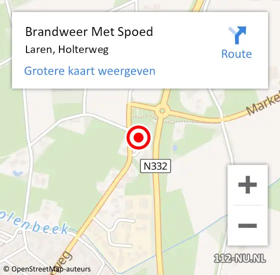 Locatie op kaart van de 112 melding: Brandweer Met Spoed Naar Laren, Holterweg op 18 februari 2022 20:08