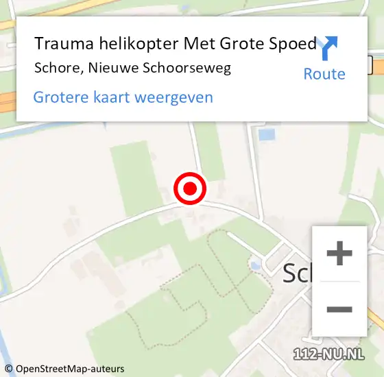 Locatie op kaart van de 112 melding: Trauma helikopter Met Grote Spoed Naar Schore, Nieuwe Schoorseweg op 18 februari 2022 20:39