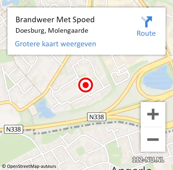 Locatie op kaart van de 112 melding: Brandweer Met Spoed Naar Doesburg, Molengaarde op 18 februari 2022 20:48