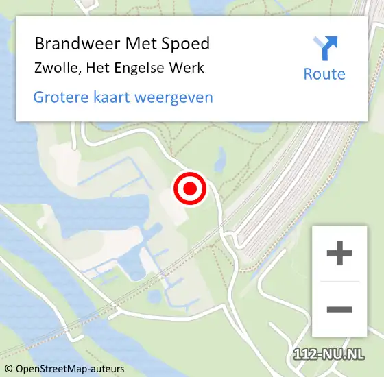 Locatie op kaart van de 112 melding: Brandweer Met Spoed Naar Zwolle, Het Engelse Werk op 18 februari 2022 21:00