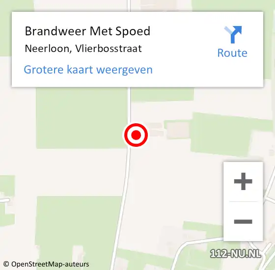 Locatie op kaart van de 112 melding: Brandweer Met Spoed Naar Neerloon, Vlierbosstraat op 18 februari 2022 21:14