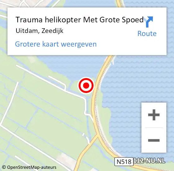 Locatie op kaart van de 112 melding: Trauma helikopter Met Grote Spoed Naar Uitdam, Zeedijk op 18 februari 2022 21:18