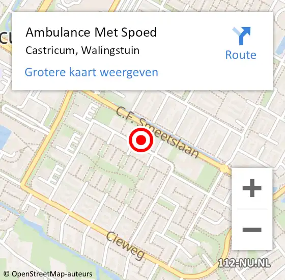 Locatie op kaart van de 112 melding: Ambulance Met Spoed Naar Castricum, Walingstuin op 18 februari 2022 21:40