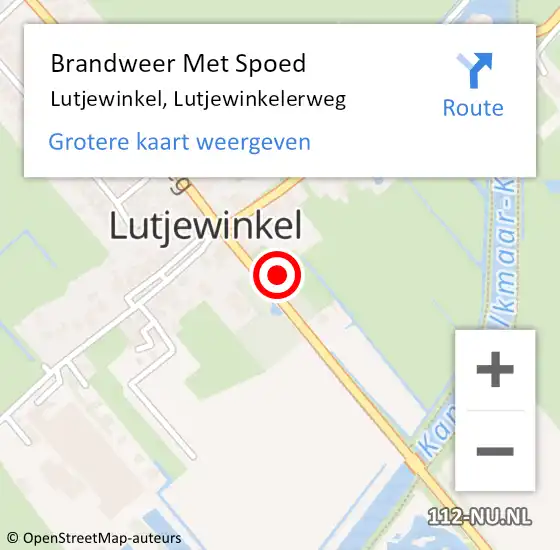 Locatie op kaart van de 112 melding: Brandweer Met Spoed Naar Lutjewinkel, Lutjewinkelerweg op 18 februari 2022 21:46