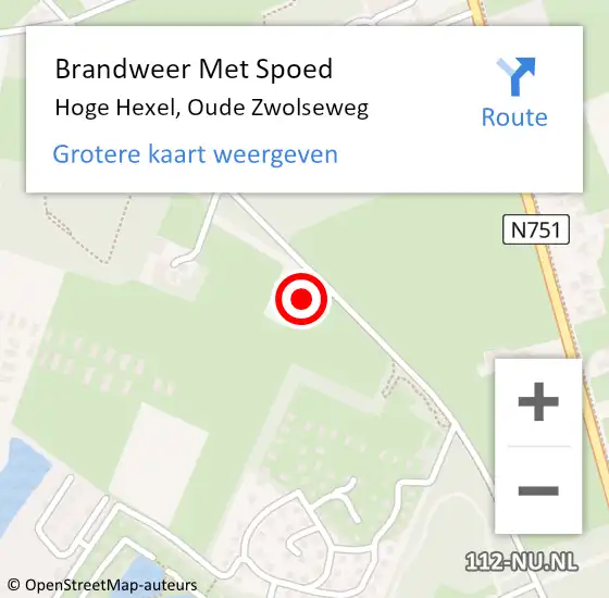 Locatie op kaart van de 112 melding: Brandweer Met Spoed Naar Hoge Hexel, Oude Zwolseweg op 18 februari 2022 22:26