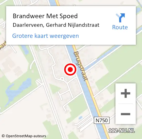 Locatie op kaart van de 112 melding: Brandweer Met Spoed Naar Daarlerveen, Gerhard Nijlandstraat op 18 februari 2022 23:00