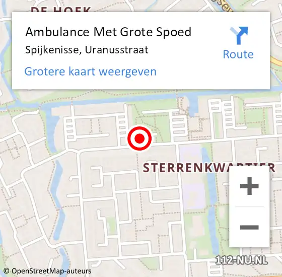 Locatie op kaart van de 112 melding: Ambulance Met Grote Spoed Naar Spijkenisse, Uranusstraat op 18 februari 2022 23:11