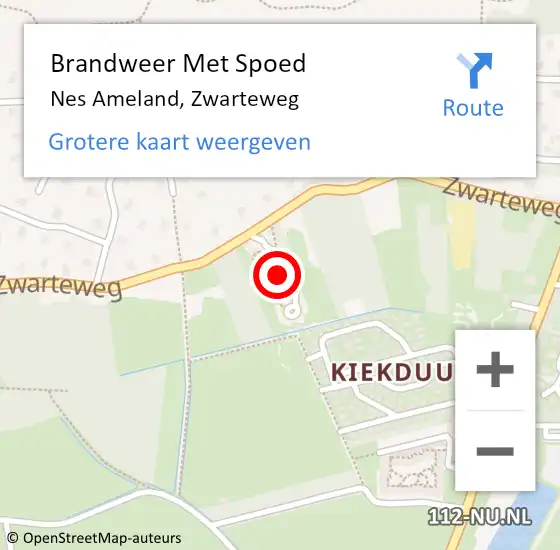 Locatie op kaart van de 112 melding: Brandweer Met Spoed Naar Nes Ameland, Zwarteweg op 18 februari 2022 23:40