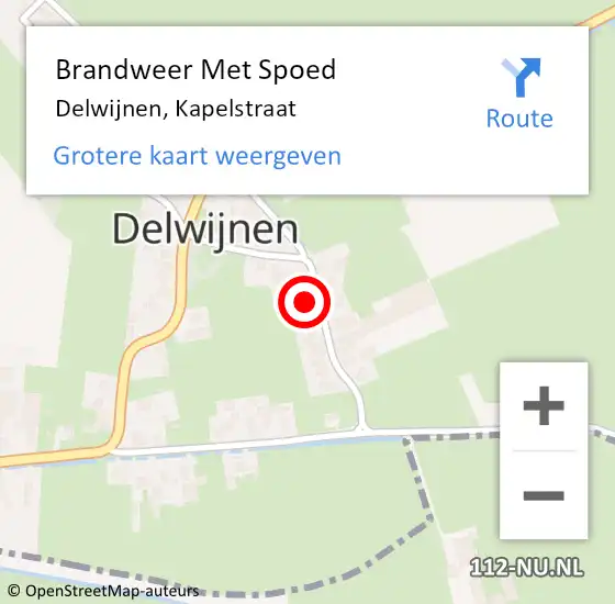 Locatie op kaart van de 112 melding: Brandweer Met Spoed Naar Delwijnen, Kapelstraat op 19 februari 2022 00:10