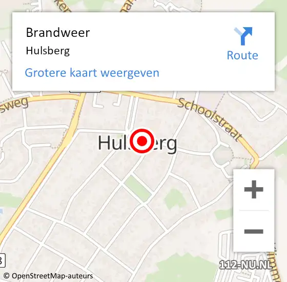 Locatie op kaart van de 112 melding: Brandweer Hulsberg op 19 februari 2022 00:47