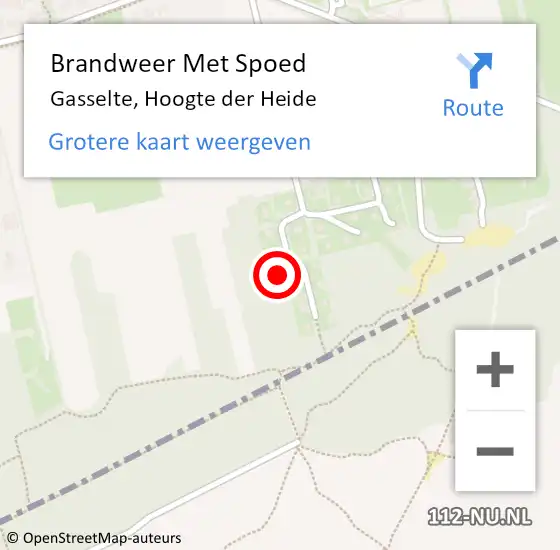 Locatie op kaart van de 112 melding: Brandweer Met Spoed Naar Gasselte, Hoogte der Heide op 19 februari 2022 01:10