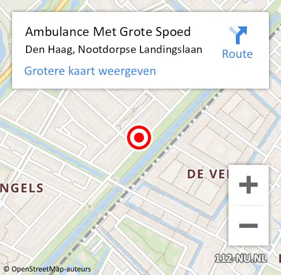 Locatie op kaart van de 112 melding: Ambulance Met Grote Spoed Naar Den Haag, Nootdorpse Landingslaan op 19 februari 2022 01:58