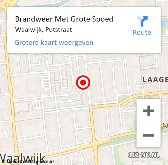 Locatie op kaart van de 112 melding: Brandweer Met Grote Spoed Naar Waalwijk, Putstraat op 19 februari 2022 03:16