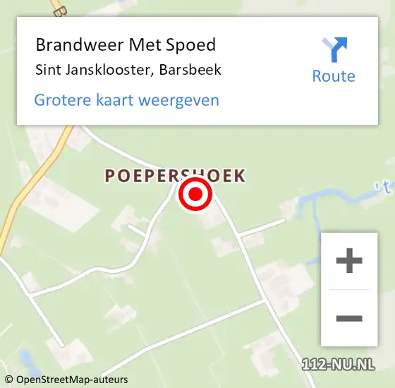 Locatie op kaart van de 112 melding: Brandweer Met Spoed Naar Sint Jansklooster, Barsbeek op 19 februari 2022 03:35
