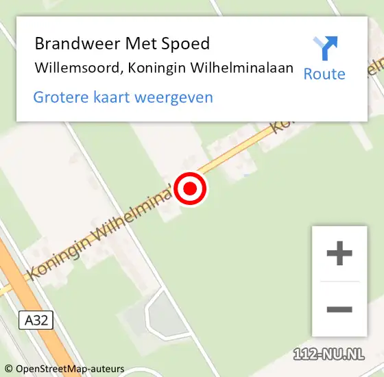 Locatie op kaart van de 112 melding: Brandweer Met Spoed Naar Willemsoord, Koningin Wilhelminalaan op 19 februari 2022 07:08