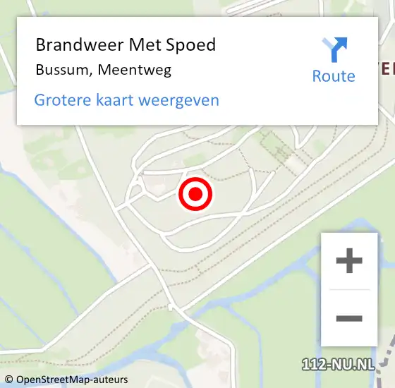 Locatie op kaart van de 112 melding: Brandweer Met Spoed Naar Bussum, Meentweg op 19 februari 2022 07:34