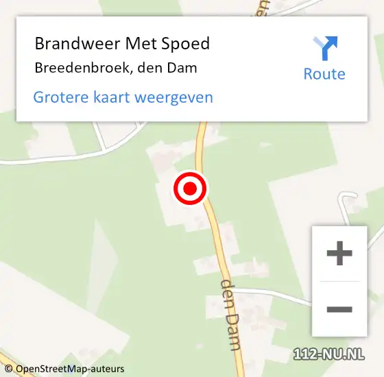 Locatie op kaart van de 112 melding: Brandweer Met Spoed Naar Breedenbroek, den Dam op 19 februari 2022 07:47