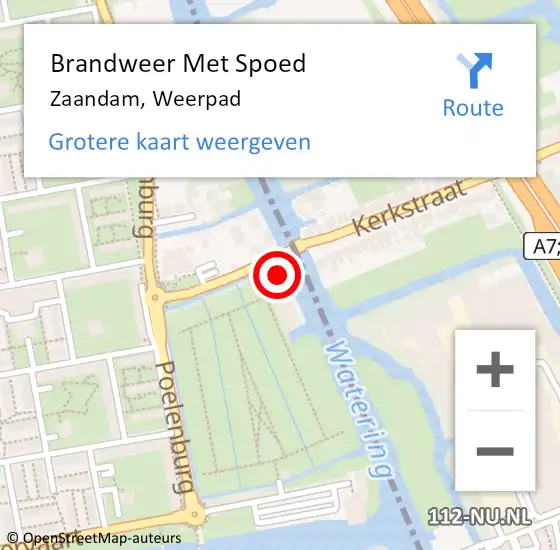 Locatie op kaart van de 112 melding: Brandweer Met Spoed Naar Zaandam, Weerpad op 19 februari 2022 07:56