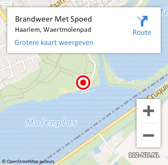 Locatie op kaart van de 112 melding: Brandweer Met Spoed Naar Haarlem, Waertmolenpad op 19 februari 2022 08:23