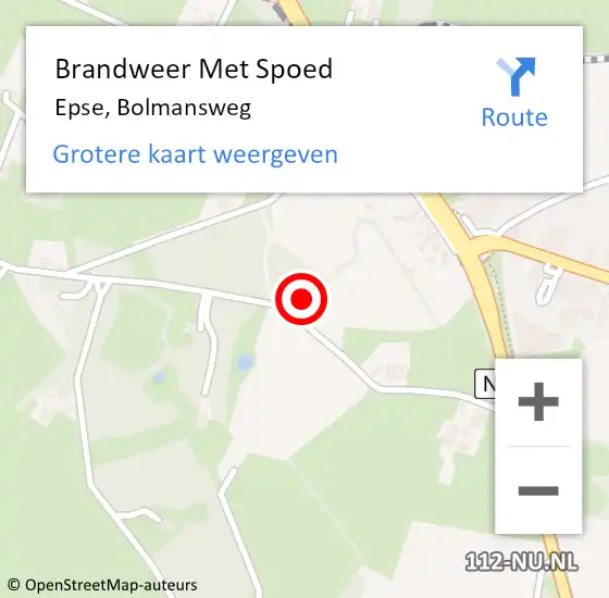 Locatie op kaart van de 112 melding: Brandweer Met Spoed Naar Epse, Bolmansweg op 19 februari 2022 08:27