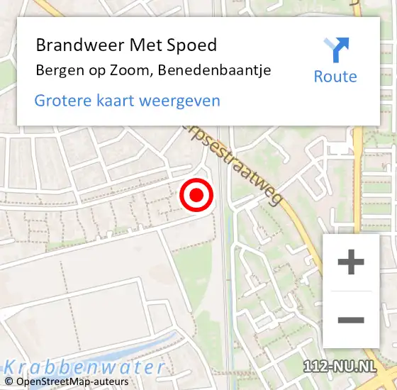 Locatie op kaart van de 112 melding: Brandweer Met Spoed Naar Bergen op Zoom, Benedenbaantje op 19 februari 2022 08:42