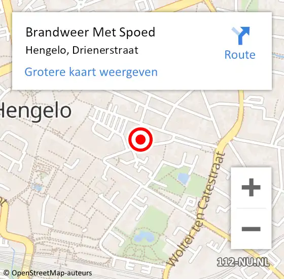 Locatie op kaart van de 112 melding: Brandweer Met Spoed Naar Hengelo, Drienerstraat op 19 februari 2022 08:46